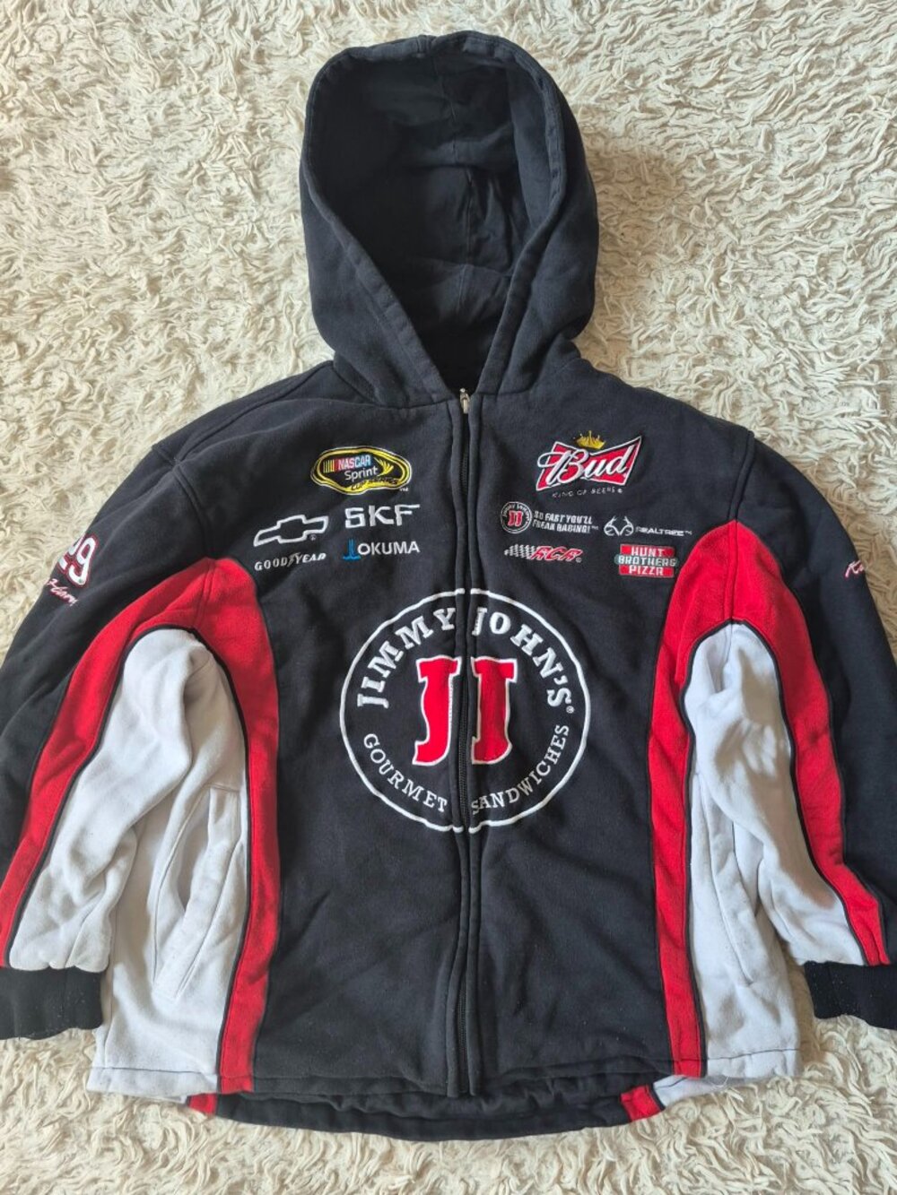 Chase Authentics Jimmy John's NASCAR Full Zip Hoodie Jacket Men's Medium